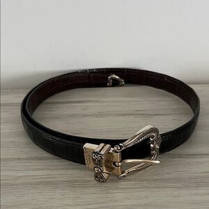 Brighton Black Belt with Ornate Gold Buckle